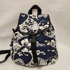 Local Design Mini Backpack Made  Hawaii Tropical Floral Print Drawstring Buckle